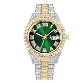 cheap Quartz Watches-Quartz Watch For Men Male Hip Hop Full Diamond Watch Luxury Stainless Steel Clock Men Analog Quartz Wristwatches Gift Boyfriend