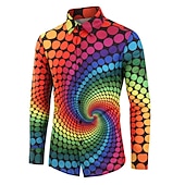 economico Geometrica-Per uomo 3D Print Geometrica Camicia Camicia con bottoni Manica lunga Vintage Originale Retrò Esterno Informale Per eventi Autunno inverno Collo ripiegabile Stampa Bottone giù Nero Bianco Verde