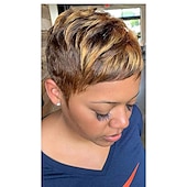 economico Parrucche trendy sintetiche-Parrucche corte sintetiche per capelli corti per donne nere acconciature corte per donne parrucca capelli corti