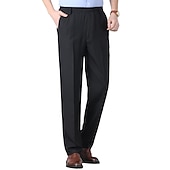 preiswerte Schlank-Herren Anzughosen Hose Hosen Chinesisch Chino Elastische Taille Glatt Komfort Atmungsaktiv Hochzeit Geschäft Casual Modisch Klassisch Schwarz Staubiges Blau Hoher Taillenbund elastisch