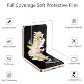 olcso Samsung-képernyővédők-[2+2 csomag] Képernyővédő fólia + kamera lencsevédő fólia Kompatibilitás Samsung Galaxy Z-átfordítás 7 Z Flip 6 Z Flip 5 Z Flip 4 Z Flip 3 TPU hidrogél 9H erősség Magától gyógyuló Anti Bubbles