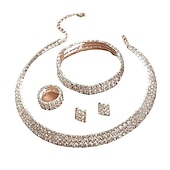 economico Parure di gioielli-I monili nuziali 5 set Acciaio inossidabile Anelli 1 collana 1 bracciale Orecchini Per donna Personalizzato Moda Artistico Classico Prezioso Di forma geometrica Parure di gioielli Per Natale Strada
