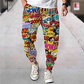 お買い得  メンズプリントスウェットパンツ-男性用 ジョガー ズボン サマーパンツ ビーチパンツ ドローストリング 弾性ウエスト レタード グラフィック 履き心地よい 高通気性 スポーツ・アウトドア カジュアル 日常 ストリートファッション デザイナー パープル グリーン マイクロエラスティック