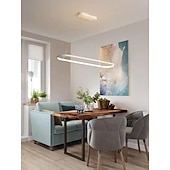 economico Luci Isola cucina-Lampada a sospensione a led 1 luce 70c/90m 40w design ovale rettangolo alluminio finiture verniciate nere lampada moderna per sala da pranzo ristorante bar 110-240v solo dimmerabile con telecomando