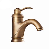 abordables Clásico-Grifo monomando para baño, cascada/juego central de un orificio de latón, grifo de lavabo de baño tradicional de latón que contiene agua fría y caliente