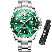 economico Orologi al quarzo-OLEVS Orologi Al Quarzo da Uomo Top Brand Lusso Business Impermeabile Luminosa Grande Cassa Orologi da Polso Sportivi in Acciaio Inossidabile