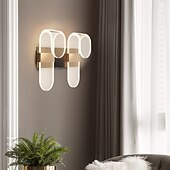 abordables Appliques murales d&#039;intérieur-Ensemble d&#039;appliques murales modernes en acrylique de 2 pièces comprenant une applique murale décorative à tête simple ou à double tête Type de suspension murale à température réglable à 3 couleurs