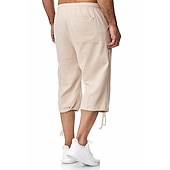 economico Classico-Per uomo Pantaloncini Pantaloncini di lino Pantaloncini estivi Pantaloncini da spiaggia Pantaloni modello Capri A cordoncino Vita elastica Tasca frontale Liscio Comfort Traspirante Polpaccio Sportivo