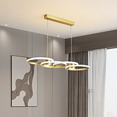 זול אורות תליון-אור תקרה לד 80W 4 עיגולים מתכוונן גובה LED מודרני תקרה אור זהב ושחור מתאים לחדר אוכל וחדר שינה ac110v ac220v