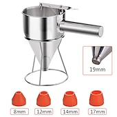 economico Attrezzatura da bar-imbuto a pistone in acciaio inox con supporto imbuto dosatore panna per cupcake al cioccolato strumento palline di polpo utensili da cucina