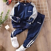 economico Completini per bambini-Da ragazzo 3D Color Block Set felpa con cappuccio e pantaloni della tuta Completo Manica lunga Autunno Inverno Di tendenza Stile preppy Cotone Bambino 3-12 anni Sport Standard