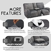 economico Poltrone reclinabili e poltrone wingback-copridivano reclinabile per divano a due posti con copriconsolle centrale, copridivano reclinabile per divano a due posti in velluto bordeaux elasticizzato, copridivano reclinabile per divano a due