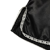 billiga Sovkläder till damer-dam pyjamas dräkter klänning nattlinne pjs 5 stycken ren färg mode enkel retro fest hem säng satin siden v wire långärmad rem topp byxa elastiskt midjebälte ingår vår höst hem kläder