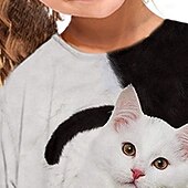 tanie 3D zwierzęta dziewczynki-Dla dziewczynek 3D Zwierzę Kot Podkoszulek Długi rękaw Druk 3D Jesień Zima Aktywny Moda Codzienny Dzieci 3-12 lat Na zewnątrz Codzienny Regularny
