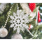 billige Ornamenter-julesnøfnugg ornamenter sett xmas plast hengende snøflak til juletre dekorasjoner vinter eventyrland frossen bursdagsfest ferie hjemmeinnredning håndverk snøfnugg