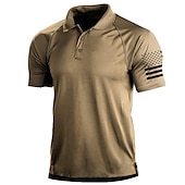 billige Klassisk poloskjorte for menn-Herre POLO T-skjorte Golf skjorte 3D-utskrift Fargeblokk Aftæpning Gate Daglig 3D Knapp ned Kortermet Topper Fritid Mote Bekvem Grønn Svart Blå