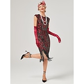 economico Abiti degli anni '20-Anni Ruggenti Anni 1920 Lunghezza al ginocchio Vestito Abito Flapper Abito da Ballo Normale Cortissima Il grande Gatsby Charleston Invitato al matrimonio Paillettes Frangia con nappe Scollo Tondo