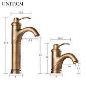 abordables Clásico-Grifo monomando para baño, cascada/juego central de un orificio de latón, grifo de lavabo de baño tradicional de latón que contiene agua fría y caliente