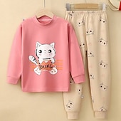 preiswerte Sets-Mädchen 3D Tiermotiv Hosen-Set Kleidungsset Langarm Herbst Winter Aktiv Täglich Kinder 2-12 Jahre Urlaub Normale Passform