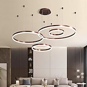 Χαμηλού Κόστους Πολυέλαιοι-4φωτα led 110w κυκλικός πολυέλαιος led μοντέρνα κρεμαστά φώτα χρυσό καφέ για σαλόνι μπαρ δωμάτιο γραφείο 4 στρώσεις dimmable με τηλεχειριστήριο ρυθμιζόμενο μόνο με τηλεχειριστήριο