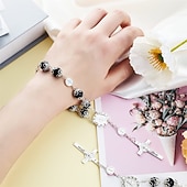 cheap Car Pendants &amp; Ornaments-Car Rosary 2 Pcs Rearview Mirror Auto Rosary Hanging Personalized Car Cross Blessing Catholic Car Medal for Truck Bike Motorcycle Car Mirror Hanging Accessories Decors