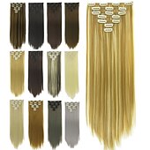 levne Clip in Extensions-yaki rovné syntetické vlasy 24 palcové prodloužení vlasů clip in / na 1ks / balení hladké dámské dívčí