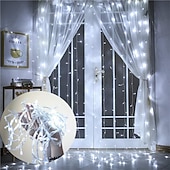 お買い得  プラグイン式電源-屋外クリスマスウィンドウライト 3x3m-300led プラグイン 8 モードカーテンライト 9 色リモートコントロールウィンドウ壁掛けライト クリスマスの装飾のための暖かい白 rgb 寝室の結婚式のパーティーガーデン屋内