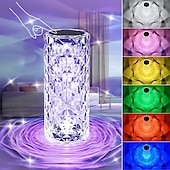 cheap Decorative Lights-Crystal Light Lamp Color Changing Lamps Table Lamp with Touch Control Diamond LED Night Light Rechargeable Rose Romantic Date Lighting Decor for Festival, Home, Restaurant, Bar