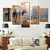 cheap Landscape Prints-5 Panels Landscape Prints Posters/Picture Beach Blue Sea Sunset Modern Wall Art Wall Hanging Gift Home Decoration Rolled Canvas No Frame Unframed Unstretched