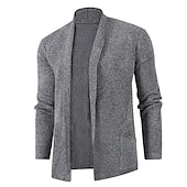 preiswerte Herren Strickjacke-Herren Pullover Strickjacke Gerippt Stricken Strick Feste Farbe Hemdkragen Basic Stilvoll Täglich Festtage Bekleidung Winter Herbst Schwarz Wein M L XL