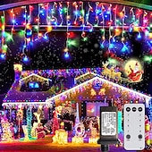 olcso Hálózatra csatlakoztatható elektronika-karácsonyi jégcsap fények kültéri dekoráció 10m 400 led 8 szín 8 mód vízálló meleg fehér fehér rgb 80 csepp karácsonyi eu dugj us plug uk plug au plug