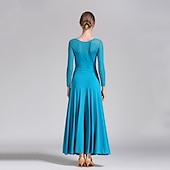 voordelige Ballroom danskleding-Ballroomdansen Kleding Pure Kleur Tule Dames Prestatie Opleiding Lange mouw Polyester