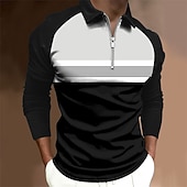 preiswerte Hawaii-Poloshirt für Herren-Herren Poloshirt Poloshirt mit Viertelreißverschluss Strasse Täglich Umlegekragen Viertel Postleitzahl Langarm Modisch Brautkleider schlicht Farbblock Zip Viertel Postleitzahl Frühling &amp; Herbst