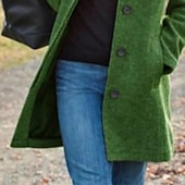 voordelige Winterjassen-Dames Jas Casual / Dagelijks Street Style Gesmokt Buiten Straat Vakantie Uitgaan Polyester Lang Jas Winter Herfst Groen Donker Grijs Enkele rij knopen Strijkijzer Normale pasvorm S M L XL XXL 3XL
