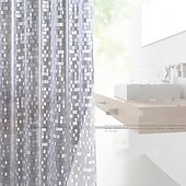 cheap Shower Curtains-Bathroom Shower Curtain Pvc Waterproof 180cm*180cm(70&quot;*70&quot;) Clear Cobblestone Transparent Heavy Duty with 12 Grommets Plastic Hooks Bathroom
