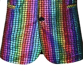 cheap Men&#039;s Classic Blazers-Men&#039;s Jacket Blazer Party Evening Bar Party Favor Vintage Skinny Polyester Stripes and Plaid Glitter Windproof Single Breasted Blazer Silver Gold Rainbow