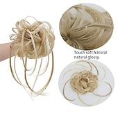 abordables Queue-de-cheval-chignon désordonné morceau de cheveux super long ébouriffé chignon extensions chignon cheveux ondulés wrap queue de cheval postiches cheveux chouchous avec élastique bande de cheveux pour femmes