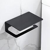 cheap Toilet Paper Holders-Toilet Paper Holder Multi-Functional Storage Roll Paper Holder Black Matt Space Aluminum