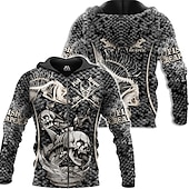 cheap Men&#039;s Zip Up Hoodies-Men&#039;s Dragon Graphic Prints Hoodie Hoodies Sweatshirt Hoodie Long Sleeve Hooded Sweatshirt Hooded Streetwear 3D Print Daily Sports Wine Red Black Print Spring &amp;  Fall Designer