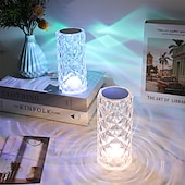 cheap Decorative Lights-Crystal Light Lamp Color Changing Lamps Table Lamp with Touch Control Diamond LED Night Light Rechargeable Rose Romantic Date Lighting Decor for Festival, Home, Restaurant, Bar