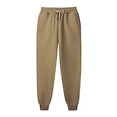 お買い得  スウェットパンツ-男性用 フリースパンツ スウェットパンツ ジョガー 冬のズボン ズボン サイドポケット 弾性ウエスト フリース 純色 履き心地よい ウォーム 日常 カジュアル 海軍 アプリコット