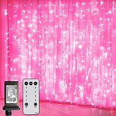 お買い得  プラグイン式電源-屋外クリスマスウィンドウライト 3x3m-300led プラグイン 8 モードカーテンライト 9 色リモートコントロールウィンドウ壁掛けライト クリスマスの装飾のための暖かい白 rgb 寝室の結婚式のパーティーガーデン屋内