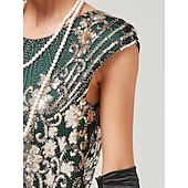 economico Abiti degli anni '20-Anni Ruggenti Anni 1920 Lunghezza al ginocchio Vestito Abito Flapper Abito da Ballo Normale Cortissima Il grande Gatsby Charleston Invitato al matrimonio Paillettes Frangia con nappe Scollo Tondo