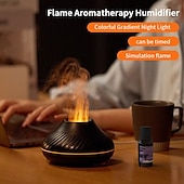 billiga luftfuktare-vulkan luftfuktare aromadiffusor eterisk oljelampa 130ml usb portabel luftfuktare med 7 färger flamma nattljus