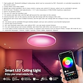 abordables Plafonniers à intensité variable-plafonnier intelligent 12 pouces 30w rvb changement de couleur bluetooth contrôle de l&#039;application wifi 2700k-6500k dimmable synchronisation avec la musique compatible avec alexa google home