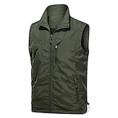 cheap Men&#039;s Vest-Men&#039;s Vest Gilet Fishing Vest Hiking Vest Sleeveless Vest Gilet Jacket Outdoor Holiday Streetwear Chic &amp; Modern Summer Spring Pocket Quick Dry Polyester / Cotton Breathable Pure Color Zipper Stand