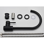 cheap Rotatable-Stainless Steel Kitchen Sink Mixer Faucet, 360 Swivel Single Handle Kitchen Taps Deck Mounted, with Hot and Cold Water Hose Vessel Taps