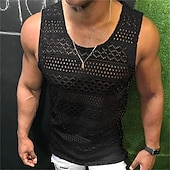 abordables Débardeurs-Homme Débardeur Sous-Vêtements T-shirt sans manches Sans manches Col ras du cou Été Couleur Unie Mode Occasionnel Respirant Extérieur Rue Occasionnel Noir Blanche Rose Claire T-shirt haut de gamme