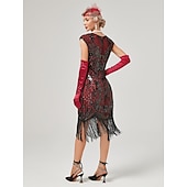 economico Abiti degli anni '20-Anni Ruggenti Anni 1920 Lunghezza al ginocchio Vestito Abito Flapper Abito da Ballo Normale Cortissima Il grande Gatsby Charleston Invitato al matrimonio Paillettes Frangia con nappe Scollo Tondo