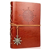 cheap Notebooks &amp; Planners-Travel Journal Notebooks Vintage PU Leather Note Book Quality Paper No Lines Thick and Smooth to Write in A6 Refillable Notebook 7 by 5 Inches 80 Sheets, Back to School Gift